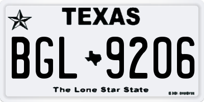 TX license plate BGL9206