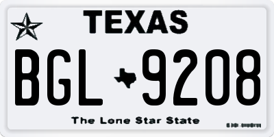 TX license plate BGL9208