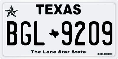 TX license plate BGL9209