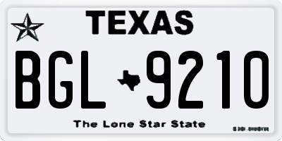 TX license plate BGL9210