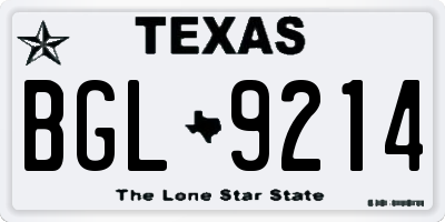 TX license plate BGL9214