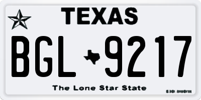 TX license plate BGL9217