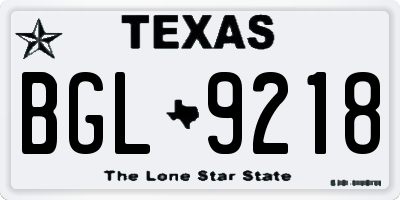 TX license plate BGL9218