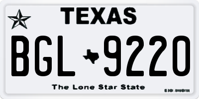 TX license plate BGL9220