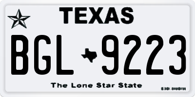 TX license plate BGL9223
