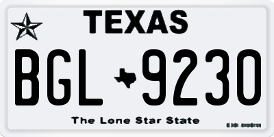 TX license plate BGL9230