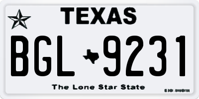 TX license plate BGL9231