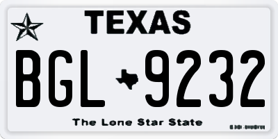 TX license plate BGL9232