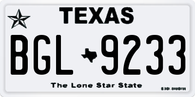 TX license plate BGL9233