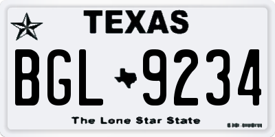TX license plate BGL9234