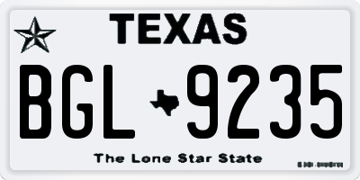TX license plate BGL9235