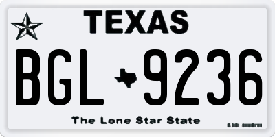 TX license plate BGL9236