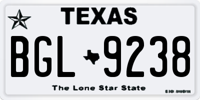 TX license plate BGL9238