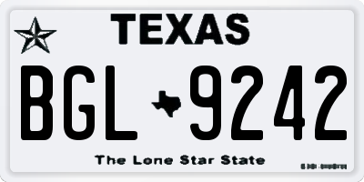 TX license plate BGL9242