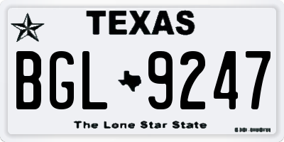 TX license plate BGL9247