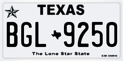 TX license plate BGL9250