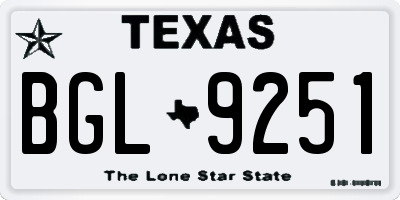 TX license plate BGL9251