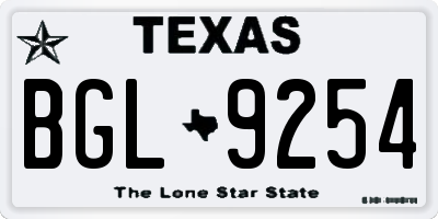TX license plate BGL9254