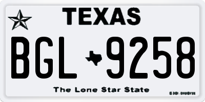 TX license plate BGL9258