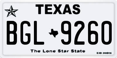 TX license plate BGL9260
