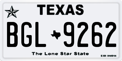 TX license plate BGL9262