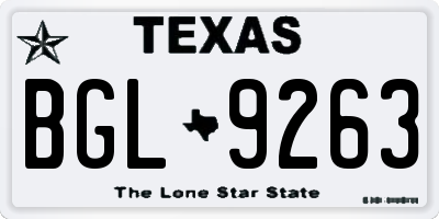 TX license plate BGL9263