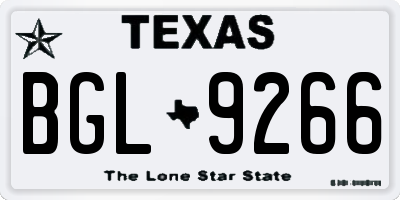 TX license plate BGL9266