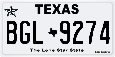 TX license plate BGL9274