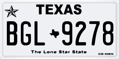 TX license plate BGL9278