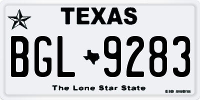 TX license plate BGL9283