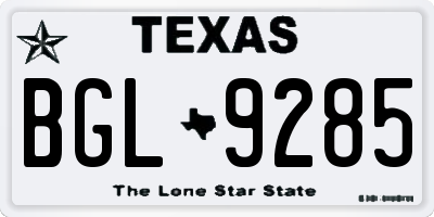 TX license plate BGL9285