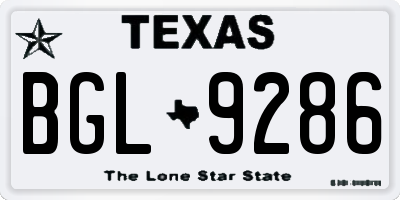TX license plate BGL9286