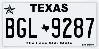 TX license plate BGL9287
