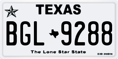 TX license plate BGL9288