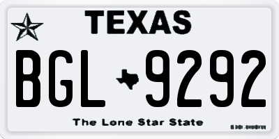 TX license plate BGL9292