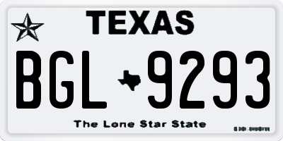 TX license plate BGL9293