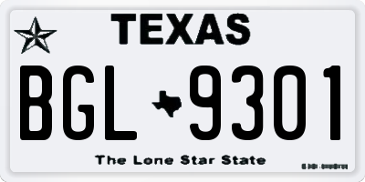 TX license plate BGL9301