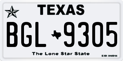 TX license plate BGL9305