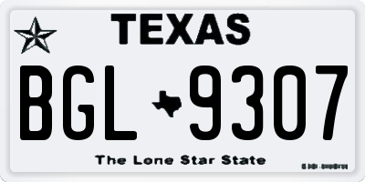 TX license plate BGL9307