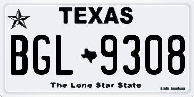 TX license plate BGL9308