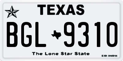 TX license plate BGL9310