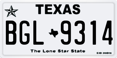 TX license plate BGL9314