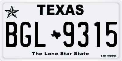 TX license plate BGL9315