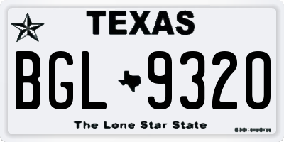 TX license plate BGL9320