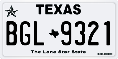 TX license plate BGL9321