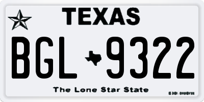 TX license plate BGL9322