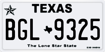 TX license plate BGL9325