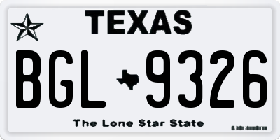 TX license plate BGL9326