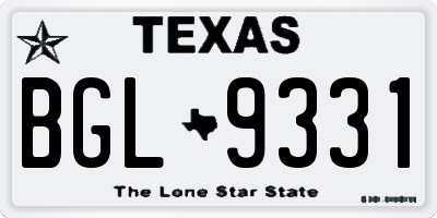TX license plate BGL9331