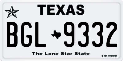 TX license plate BGL9332